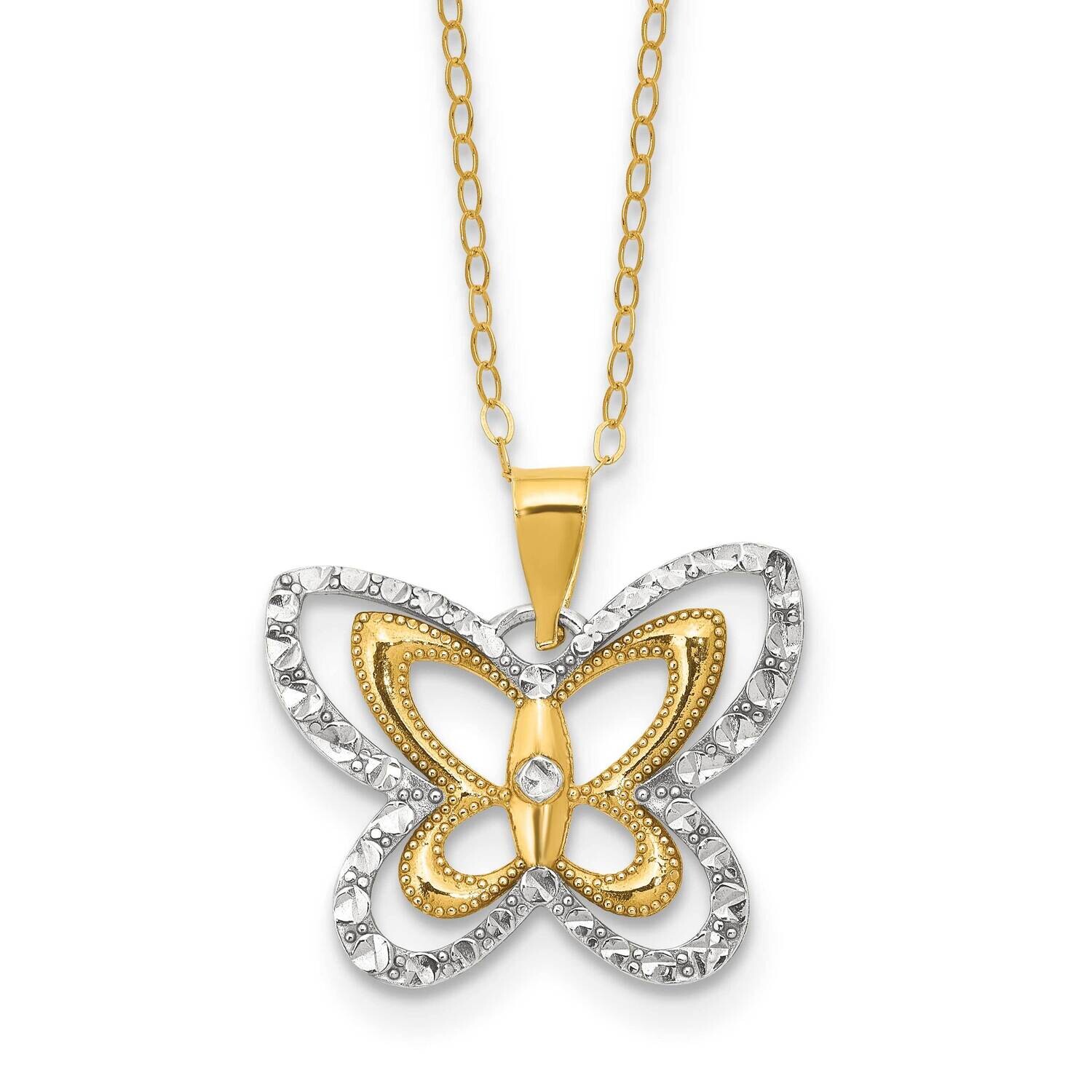 Gold-Tone White Rhodium Diamond-Cut 16 Inch 2 Inch Extender Necklace Sterling Silver QG6671-16, MPN…