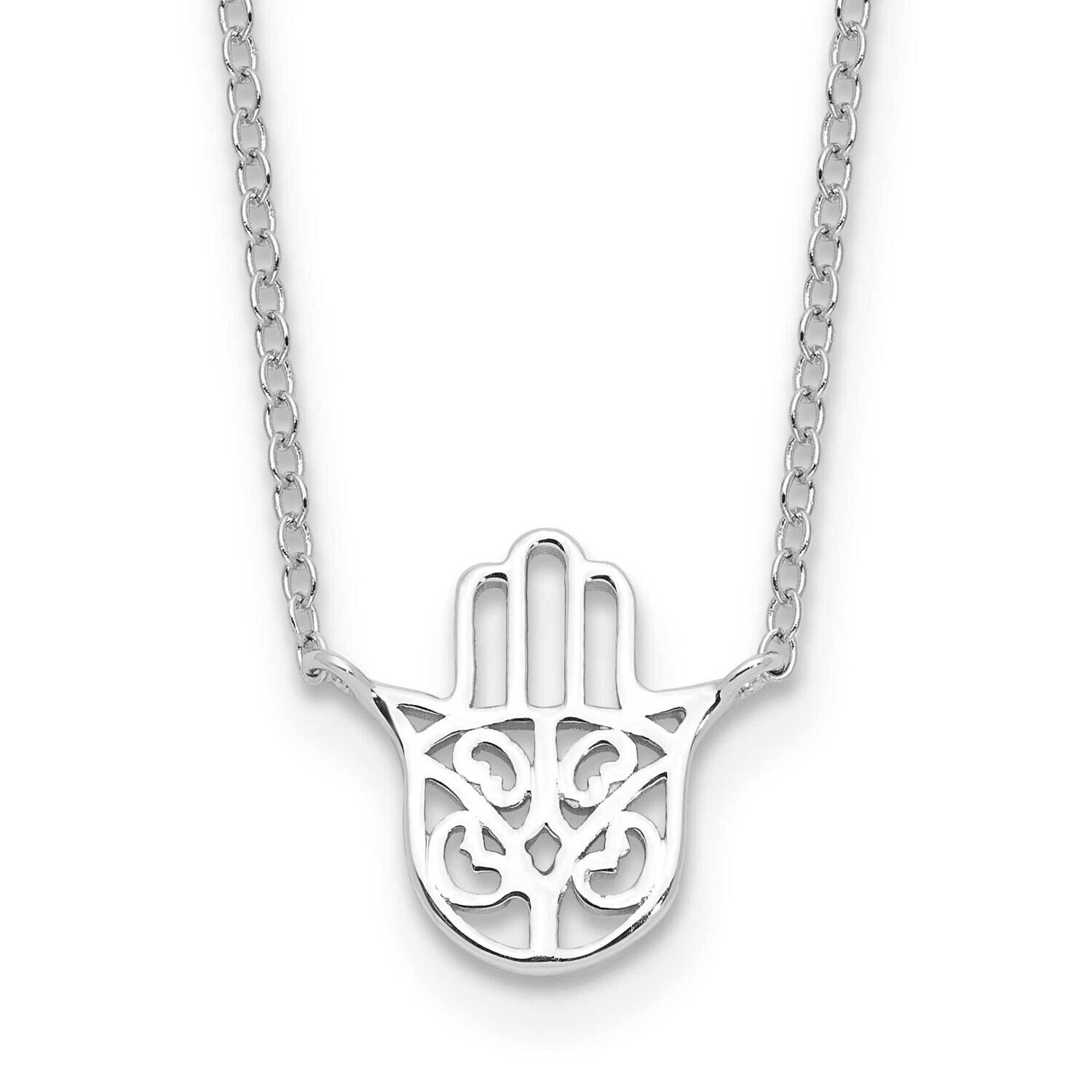 Hamsa 16 Inch 2 Inch Extender Necklace Sterling Silver Rhodium-Plated QG6591-16, MPN: QG6591-16,