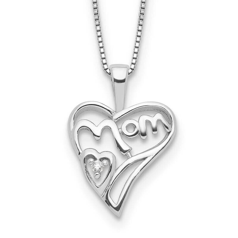 Diamond Mom Necklace Sterling Silver Rhodium-Plated QG2673-16