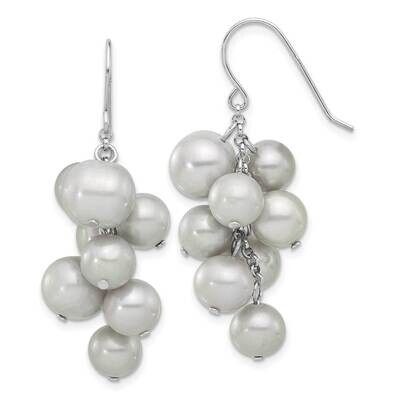 6-10mm Grey Fwc Pearl Dangle Earrings Sterling Silver Rhodium-Plated QE17252, MPN: QE17252,