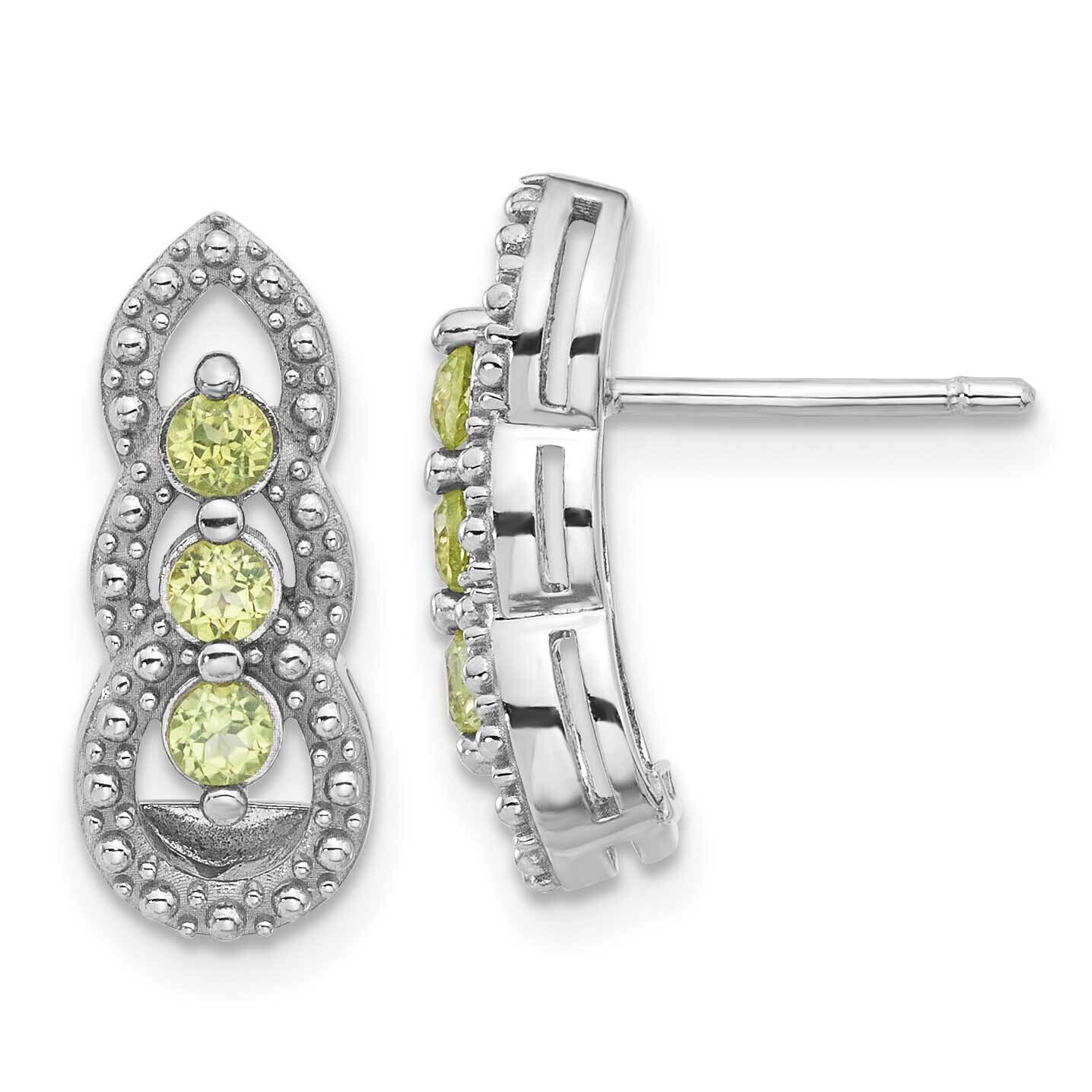 Peridot Post Earrings Sterling Silver Rhodium-Plated QE17759PE, MPN: QE17759PE,