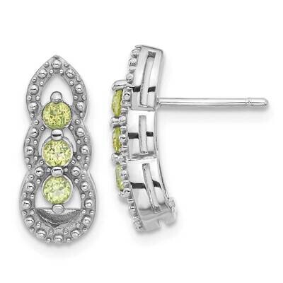 Peridot Post Earrings Sterling Silver Rhodium-Plated QE17759PE, MPN: QE17759PE,