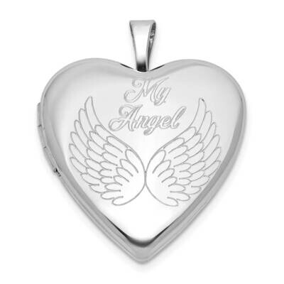 My Angel Angel Wings 20mm Heart Locket Sterling Silver Rhodium-Plated QLS1129, MPN: QLS1129,