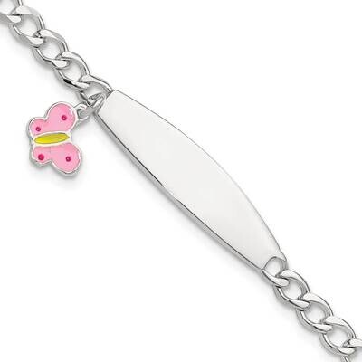 Enameled Butterfly Children&#39;s Id Bracelet 6 Inch Sterling Silver Polished QID254-6, MPN: QID254-6,