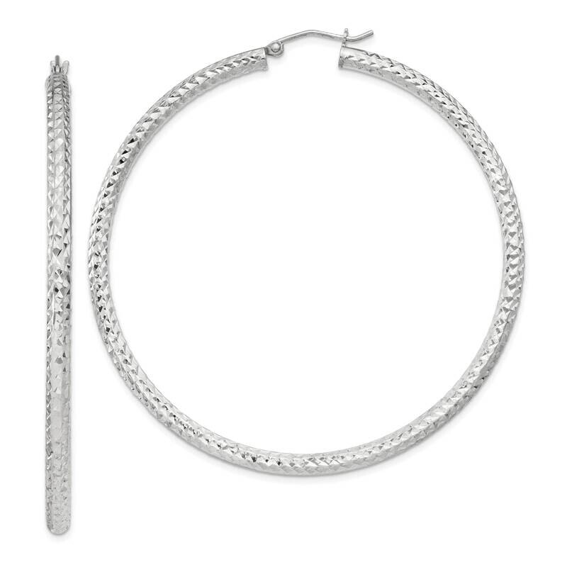 Diamond-Cut 3X60mm Hoop Earrings Sterling Silver QE8094SP, MPN: QE8094SP,