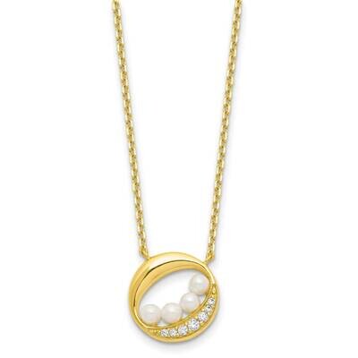 Gold-Tone CZ &amp; Shell Pearl 2 Inch Extension Necklace Sterling Silver QG6194-16, MPN: QG6194-16, 196…