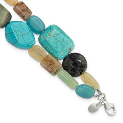 Multi Stone 2-Str8 Inch 1 Inch Extension Bracelet Sterling Silver QH5705-8, MPN: QH5705-8,