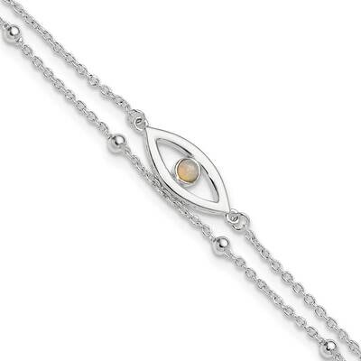 Created Opal Eye Bead 9 Inch Plus 1 Inch Extension Anklet Sterling Silver Polished QG6330-9, MPN: Q…