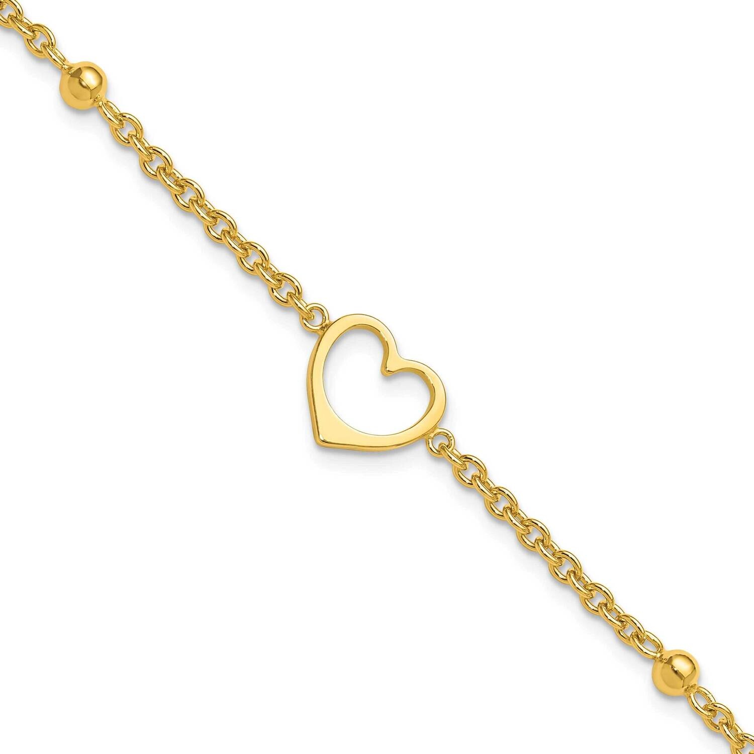 Gold-Tone 9 Inch Plus 1 Inch Extension Heart Anklet Sterling Silver QG1351GP-10, MPN: QG1351GP-10,
