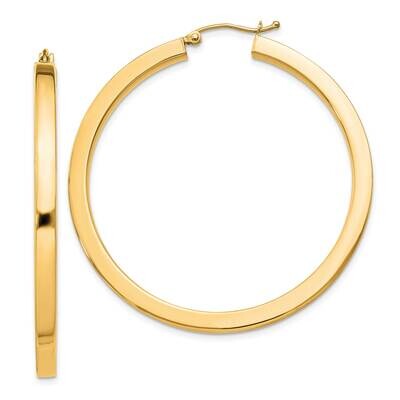 Flash Gold-Plated 3X45mm Square Tube Hoop Earrings Sterling Silver QE4515GP, MPN: QE4515GP,