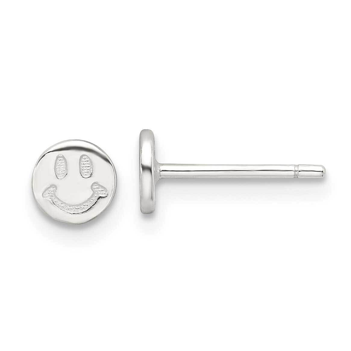 E-Coating Polished Smiley Face Post Earrings Sterling Silver QE17606, MPN: QE17606,