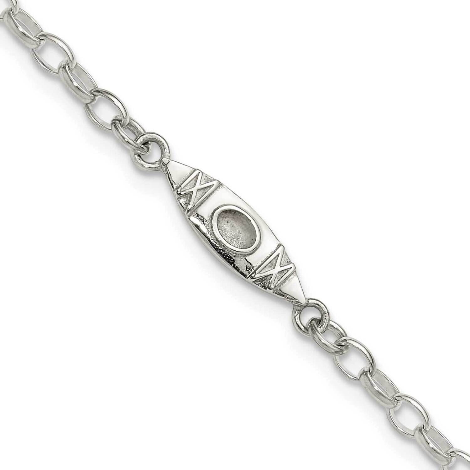 Antiqued Polished Canoe Kayak Anklet Sterling Silver QG6321-9, MPN: QG6321-9,