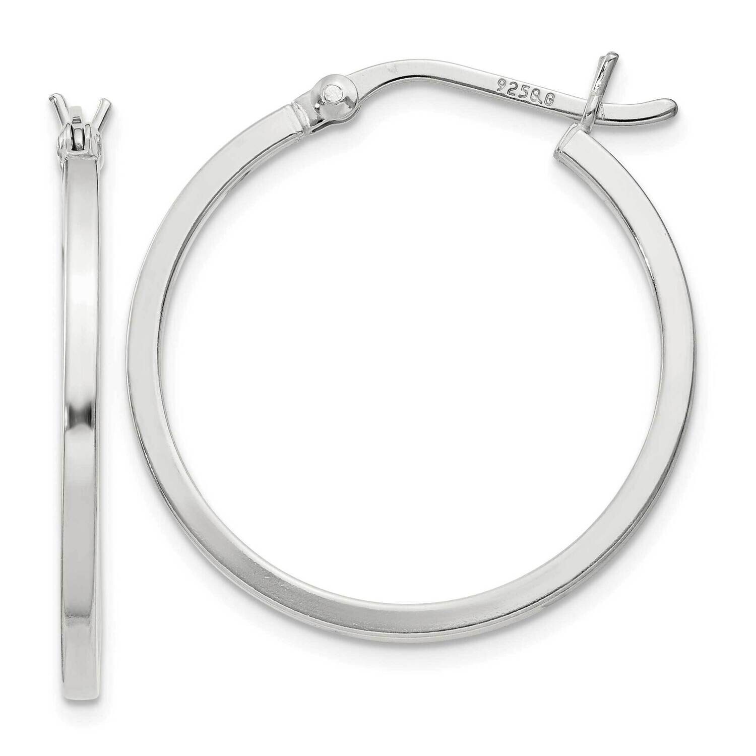 1.5X25mm Hoop Earrings Sterling Silver QE8097SP, MPN: QE8097SP,
