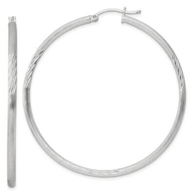 2.5mm Polished Satin Diamond-Cut Hoop Earrings Sterling Silver QE4433SP, MPN: QE4433SP,