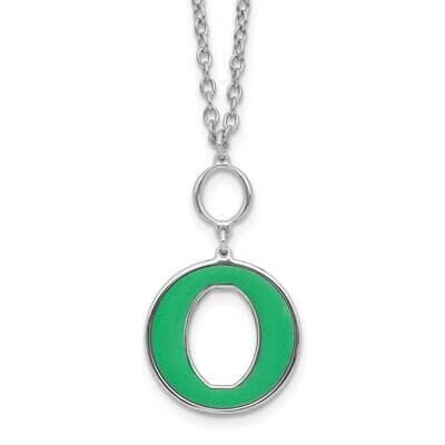 18 Inch 2 Inch Extension Green Enamel Circle Necklace Sterling Silver Rhodium-Plated QG6713-18, MPN…