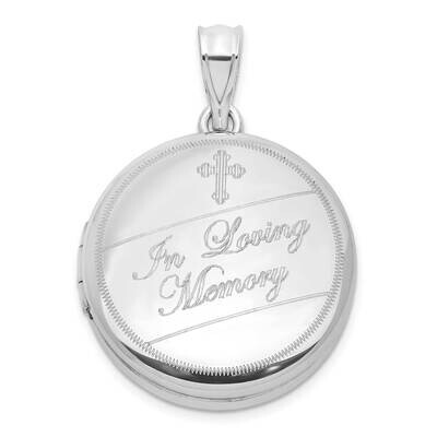 Rh-Plated In Loving Memory 20mm Ash Holder Locket Sterling Silver QLS1193, MPN: QLS1193,