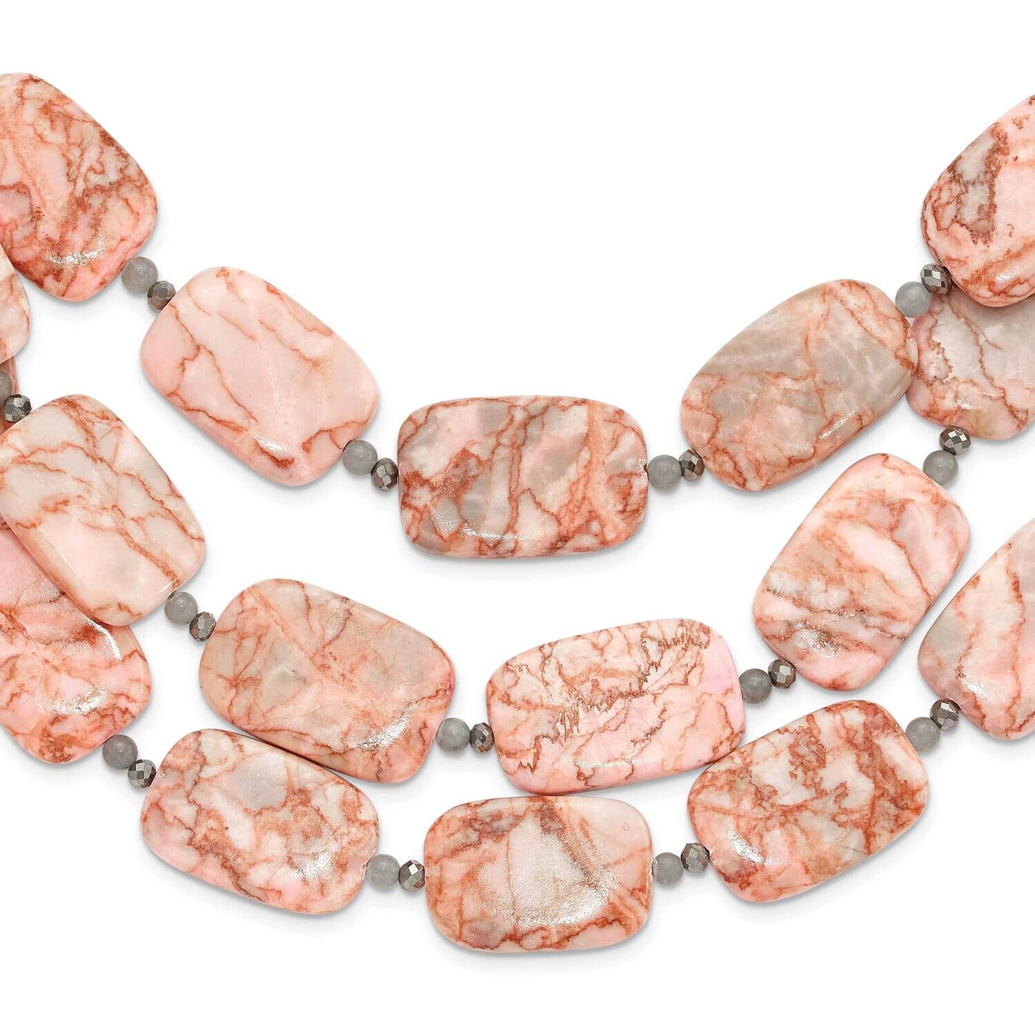 Jasper Quartz Crystal 3 Str2 Inch Extension Necklace Sterling Silver QH5672-18, MPN: QH5672-18,