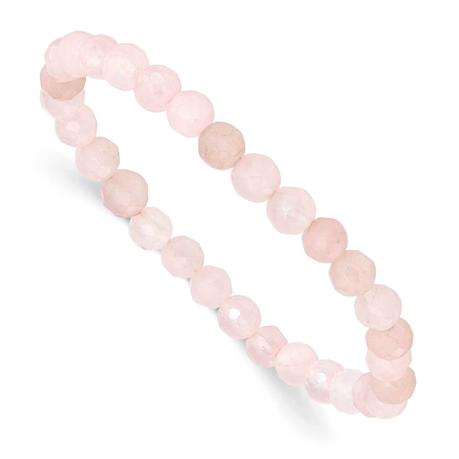 Rose Quartz Faceted 6.50mm Beaded Stretch Bracelet QH5725, MPN: QH5725,