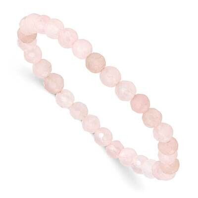 Rose Quartz Faceted 6.50mm Beaded Stretch Bracelet QH5725, MPN: QH5725,