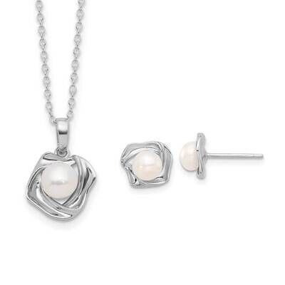 5-7mm Fwc Pearl 18 Inch Necklace Earring Set Sterling Silver Rhodium-Plated QH5827SET, MPN: QH5827S…