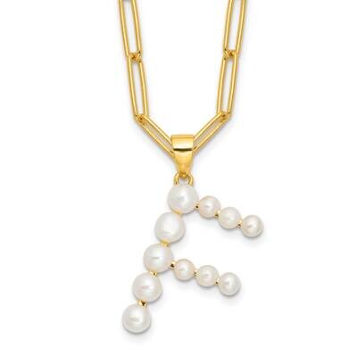 Gold-Plated 3-5.5mm Fwc Pearl Letter F 18 Inch Necklace Sterling Silver QH5808GPF-18, MPN: QH5808GP…