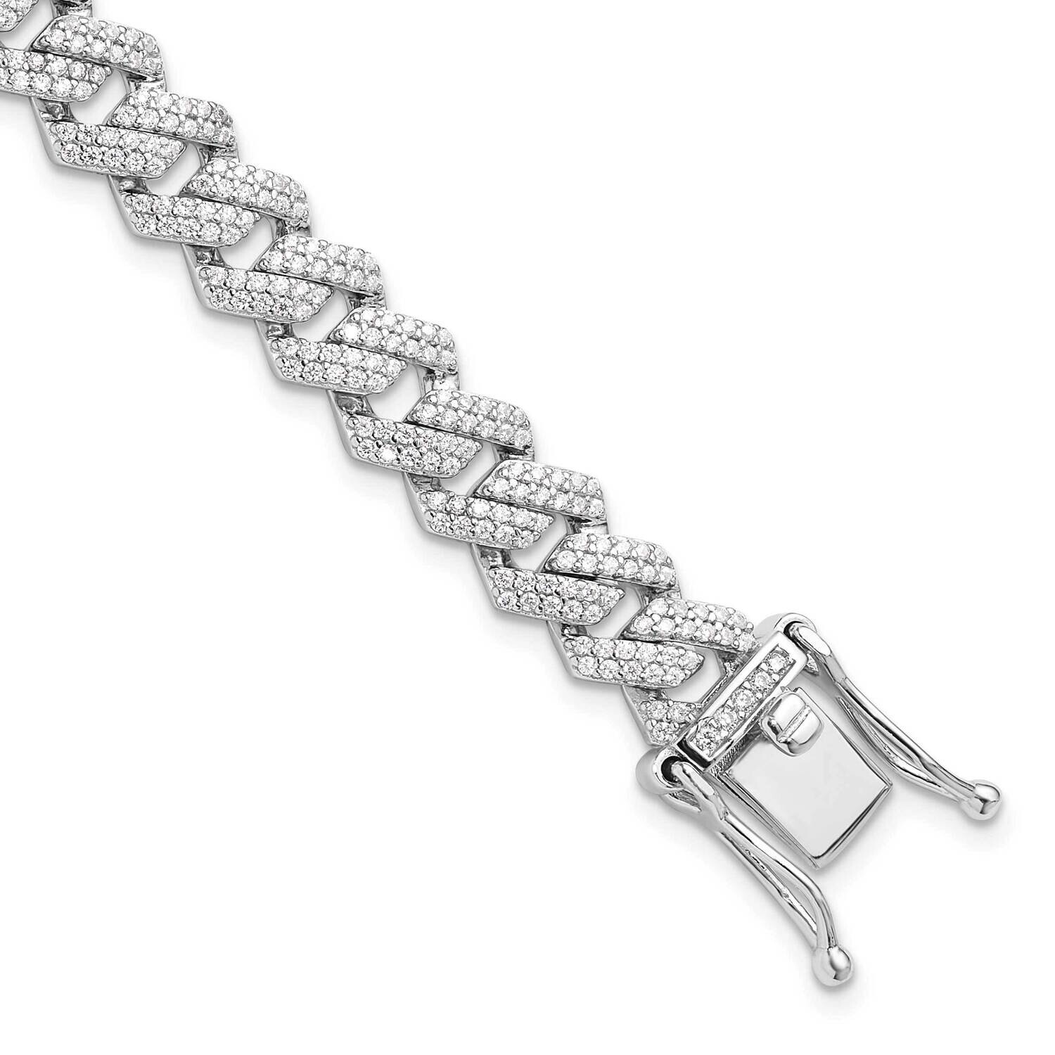 Micro Pavc CZ Monaco Link 7.5 Inch Bracelet Sterling Silver Rhodium-Plated QG6454-7.5, MPN: QG6454-…
