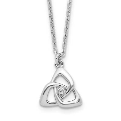 Celtic Triangle CZ 16 Inch 2 In Extension Necklace Sterling Silver Rhodium-Plated QG6652-16, MPN: Q…