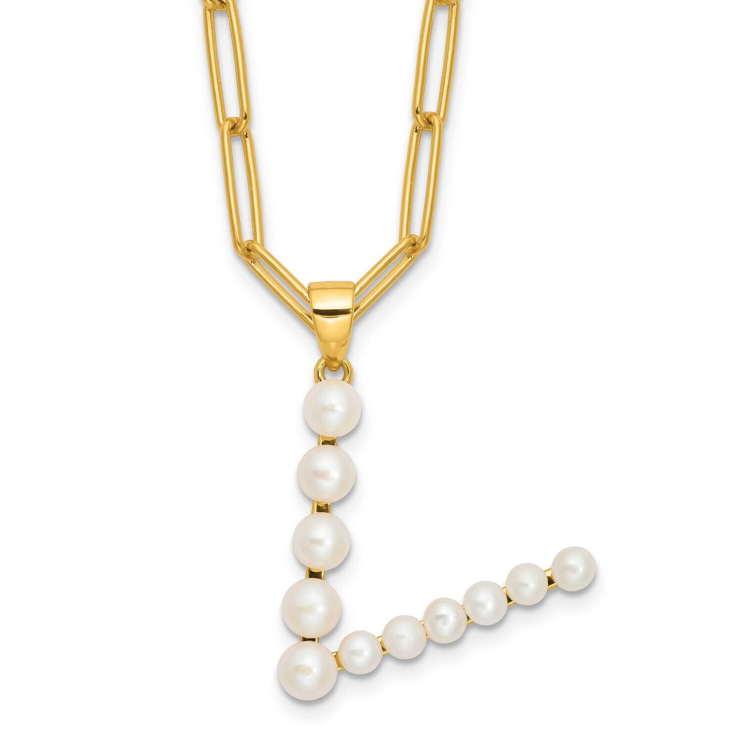 Gold-Plated 3-5.5mm Fwc Pearl Letter V 18 Inch Necklace Sterling Silver QH5808GPV-18, MPN: QH5808GP…