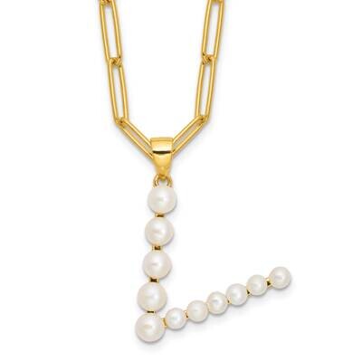 Gold-Plated 3-5.5mm Fwc Pearl Letter V 18 Inch Necklace Sterling Silver QH5808GPV-18, MPN: QH5808GP…