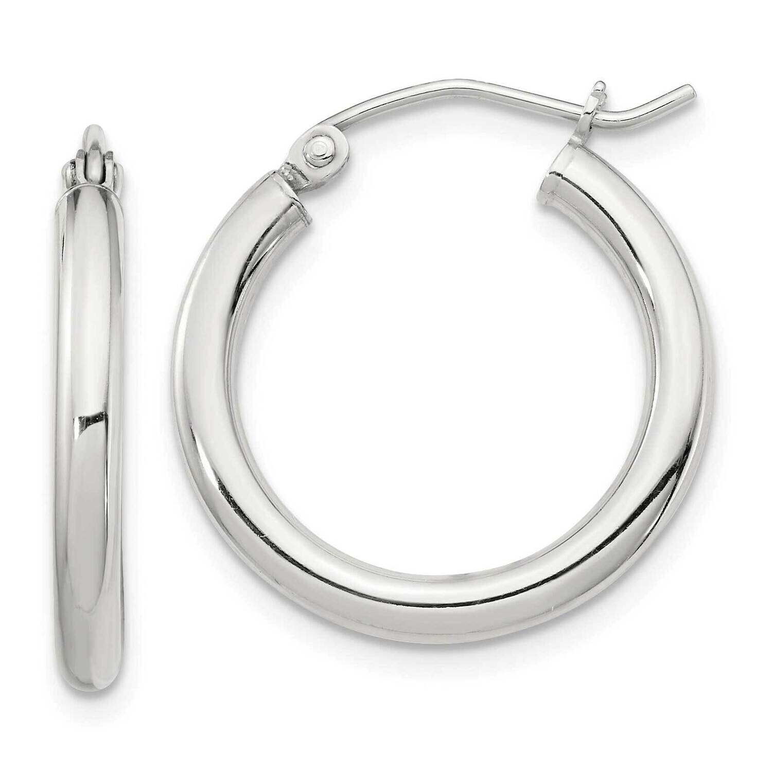 2.5mm Round Hoop Earrings Sterling Silver QE4384SP, MPN: QE4384SP,