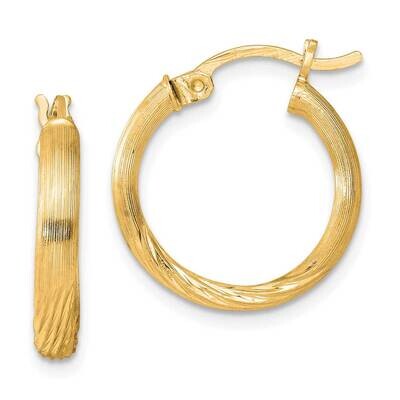 Flash Gold-Plated 2.5mm Polished Satin Diamond-Cut Hoop Earrings Sterling Silver QE4430GP, MPN: QE4…