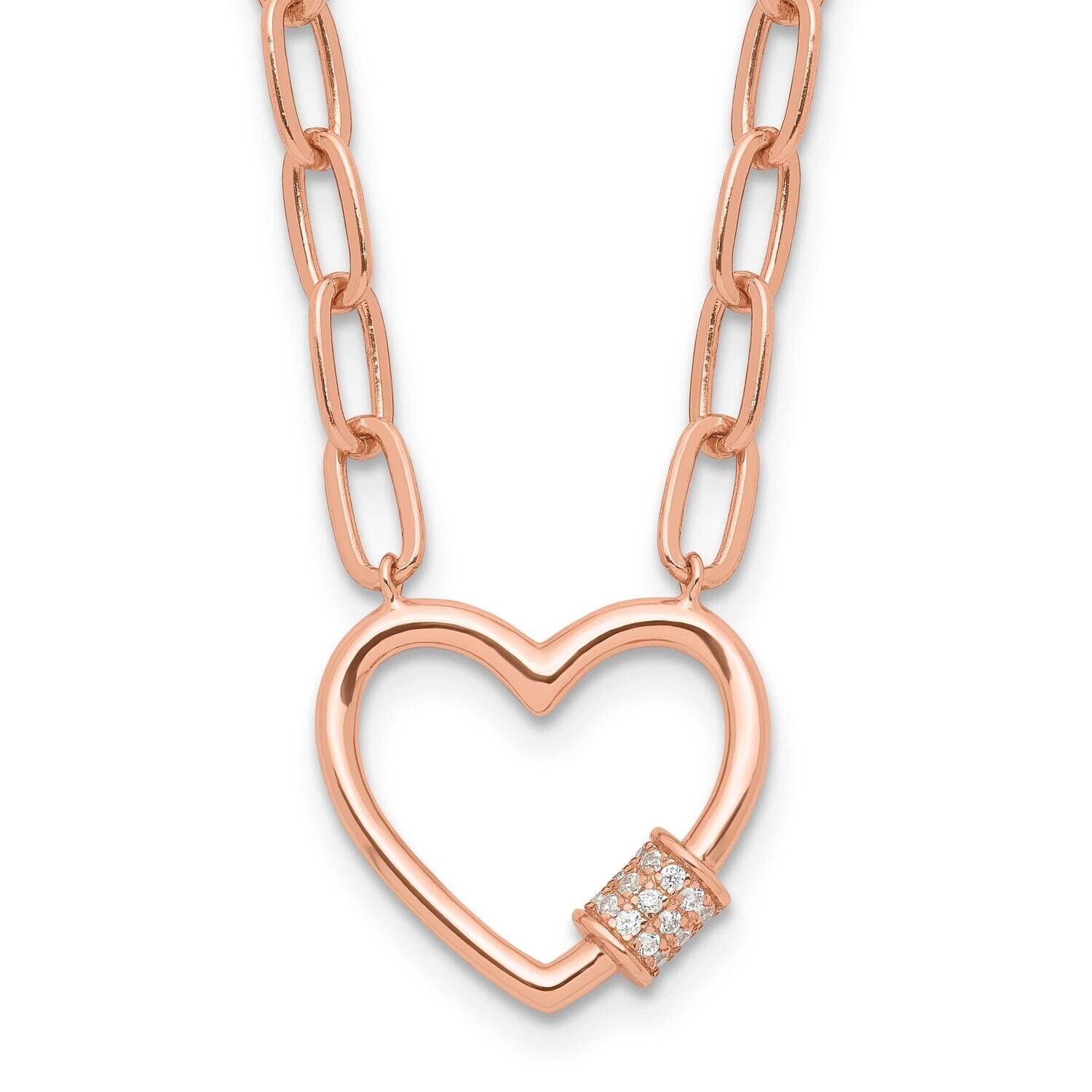 Rose-Tone CZ Heart Paper Clip 2 Inch Extender Necklace Sterling Silver QG6551RP-15.5, MPN: QG6551RP…
