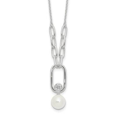 E-Coated CZ 8mm Shell Pearl 17.75 Inch 2 Inch Extension Necklace Sterling Silver QG6633-17.75, MPN:…