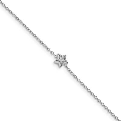 Bezel Set CZ .5 Inch Extender Bracelet Sterling Silver Rhodium-Plated QG5670-6.75, MPN: QG5670-6.75…