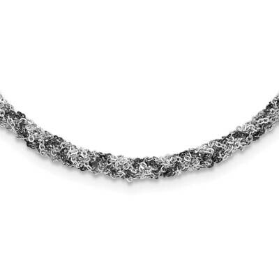 &amp; Rhodium-Plated Twisted Chains Necklace 18 Inch Sterling Silver QH5117-18, MPN: QH5117-18,