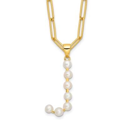 Gold-Plated 3-5.5mm Fwc Pearl Letter J 18 Inch Necklace Sterling Silver QH5808GPJ-18, MPN: QH5808GP…