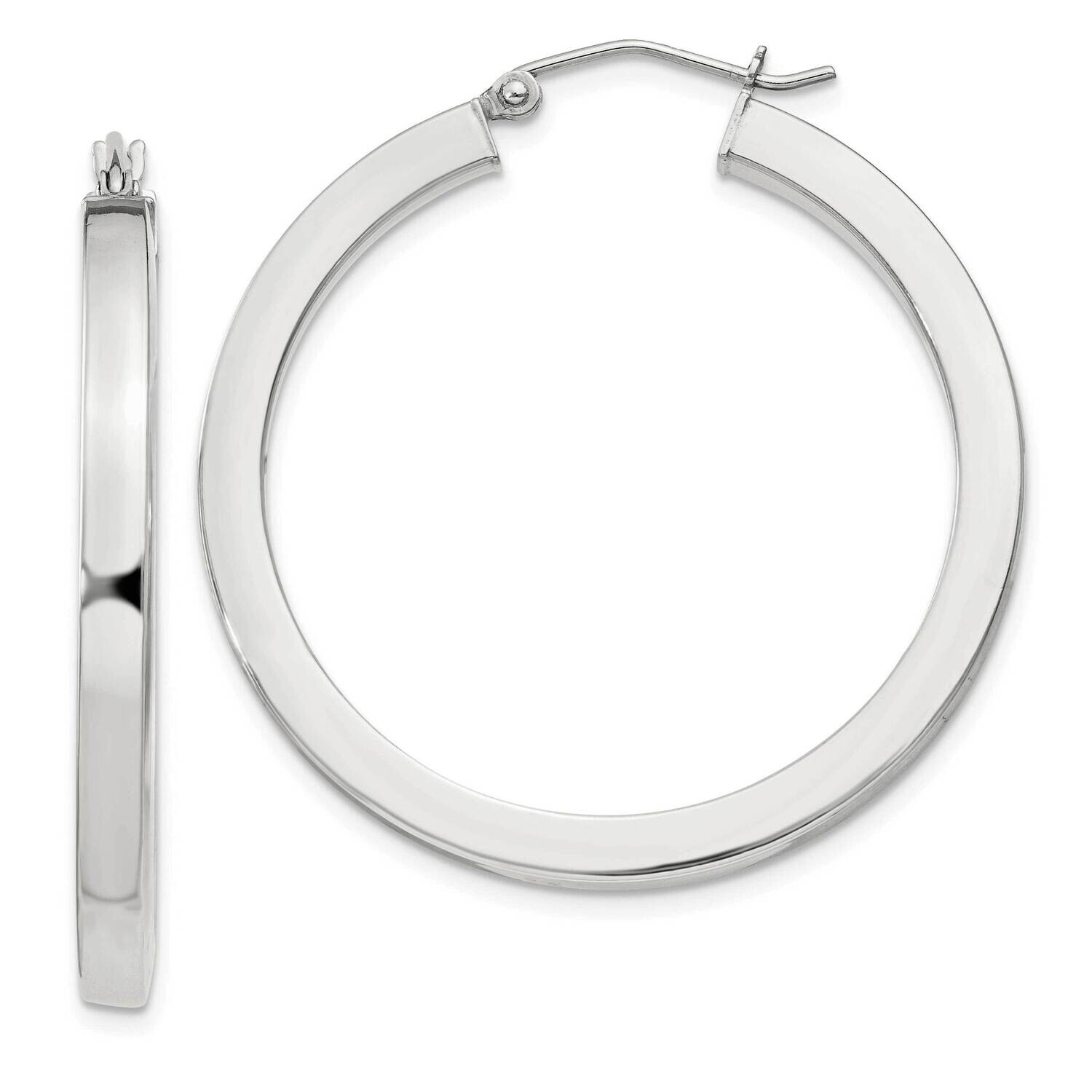 3X35mm Square Tube Hoop Earrings Sterling Silver QE827SP, MPN: QE827SP,