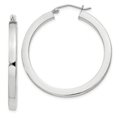 3X35mm Square Tube Hoop Earrings Sterling Silver QE827SP, MPN: QE827SP,