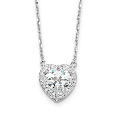 8mm CZ Heart 16 Inch 2 Inch Extender Necklace Sterling Silver Rhodium-Plated QG6646-16, MPN: QG6646…