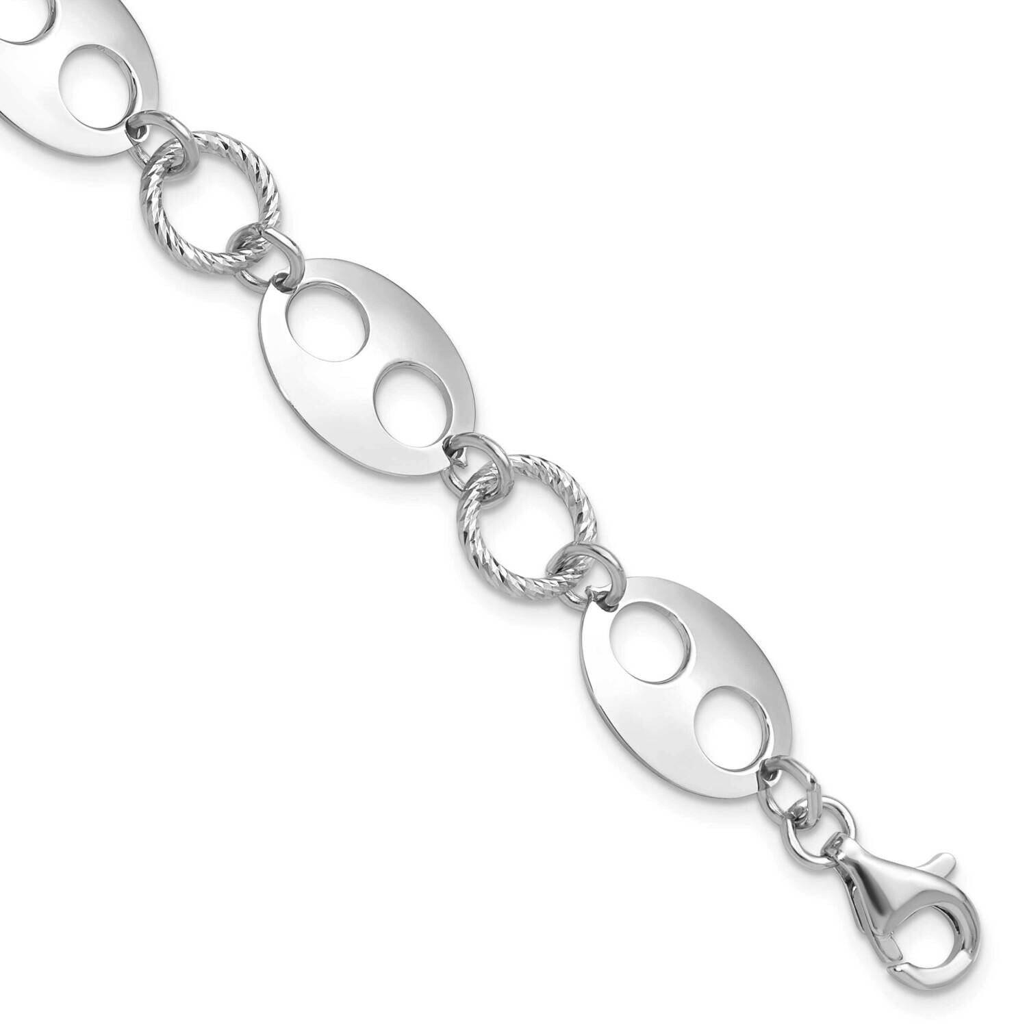 Diamond-Cut Link 1 Inch Extender Bracelet Sterling Silver Rhodium-Plated QG6505-6.75, MPN: QG6505-6…