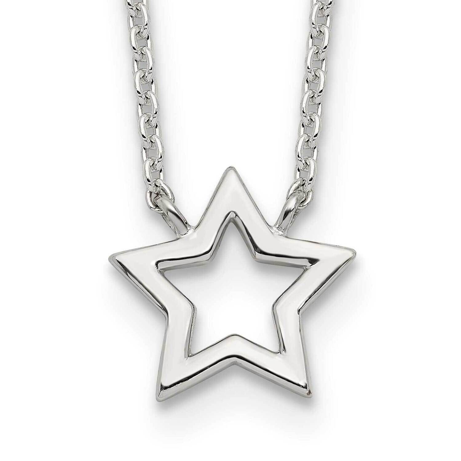 Cut-Out Star Pendant Necklace Sterling Silver QG5673-17.5, MPN: QG5673-17.5, 191101920882