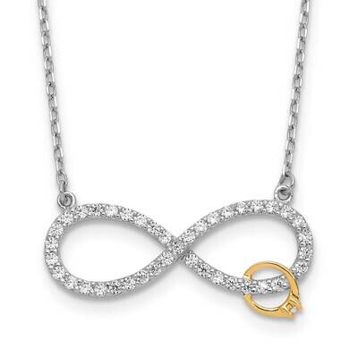 Sterling Silver Accent Rh-Plated CZ Eternity 2 In. Extension Necklace 14k Gold QG6620-16, MPN: QG66…