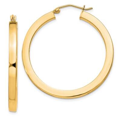 Flash Gold-Plated 3X35mm Square Tube Hoop Earrings Sterling Silver QE827GP, MPN: QE827GP,