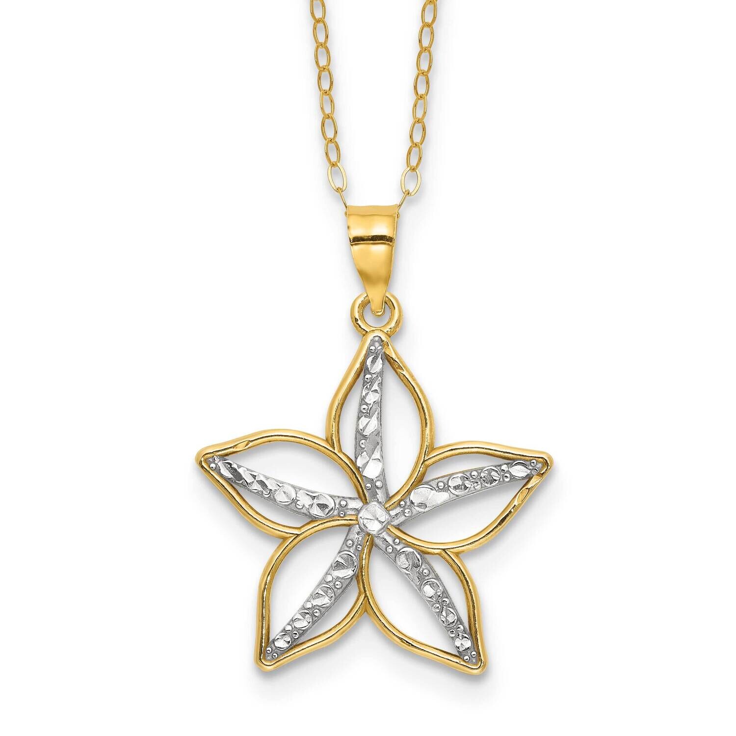 Gold-Tone White Rhod Diamond-Cut Flower 2 Inch Extender Necklace Sterling Silver QG6674-16, MPN: QG…