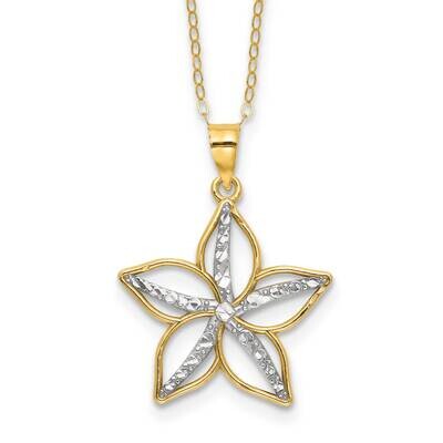 Gold-Tone White Rhod Diamond-Cut Flower 2 Inch Extender Necklace Sterling Silver QG6674-16, MPN: QG…