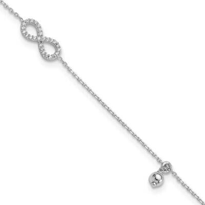 CZ Infinity 9 Inch Plus 1 Inch Extender Anklet Sterling Silver Rhodium-Plated QG6279-9, MPN: QG6279…