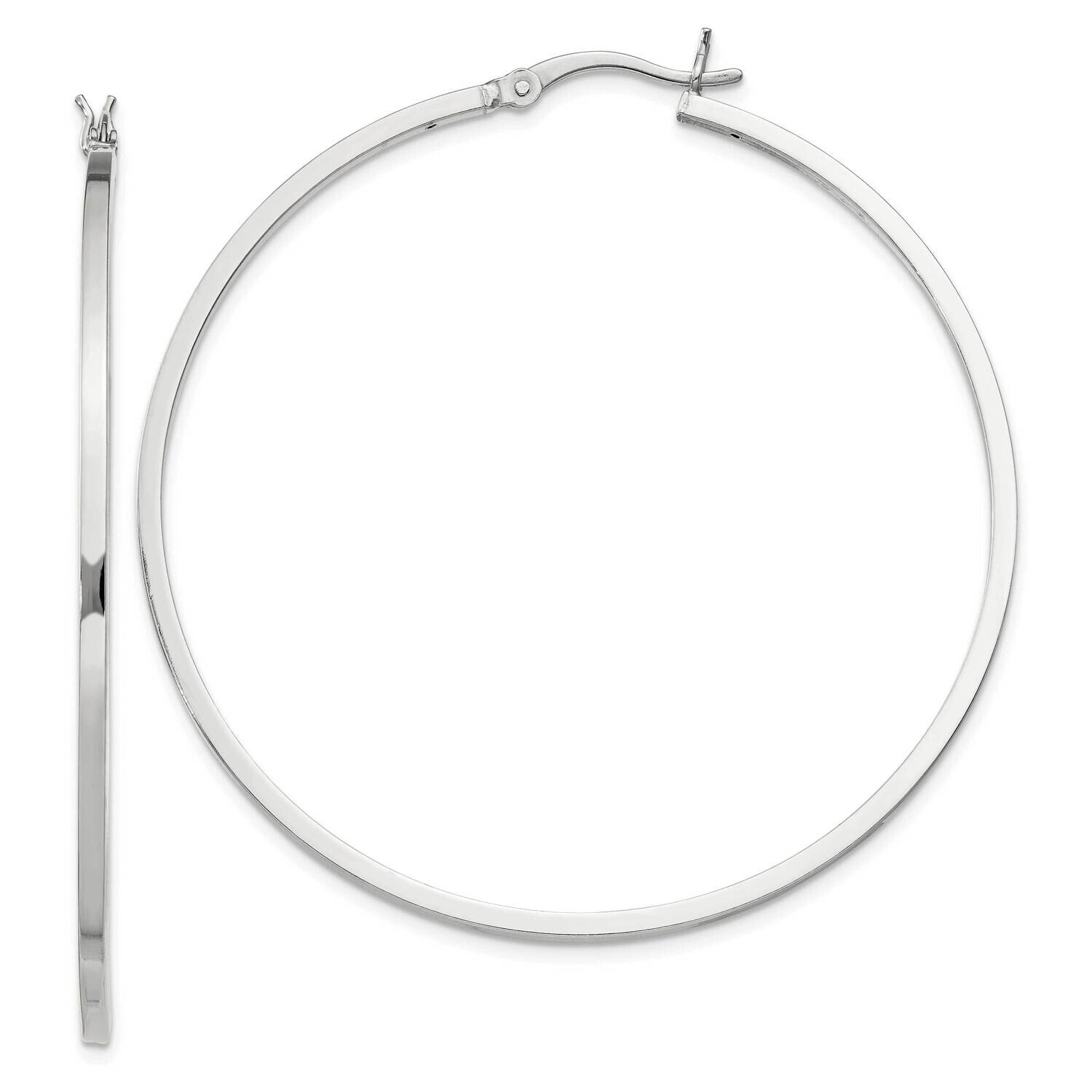 1.5X50mm Hoop Earrings Sterling Silver QE8104SP, MPN: QE8104SP,