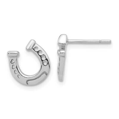 Horseshoe Post Earrings Sterling Silver Rhodium-Plated QE17596, MPN: QE17596,