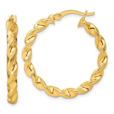 Gold-Tone Polished Twisted Textured Hoop Earrings Sterling Silver QE6753GP, MPN: QE6753GP,