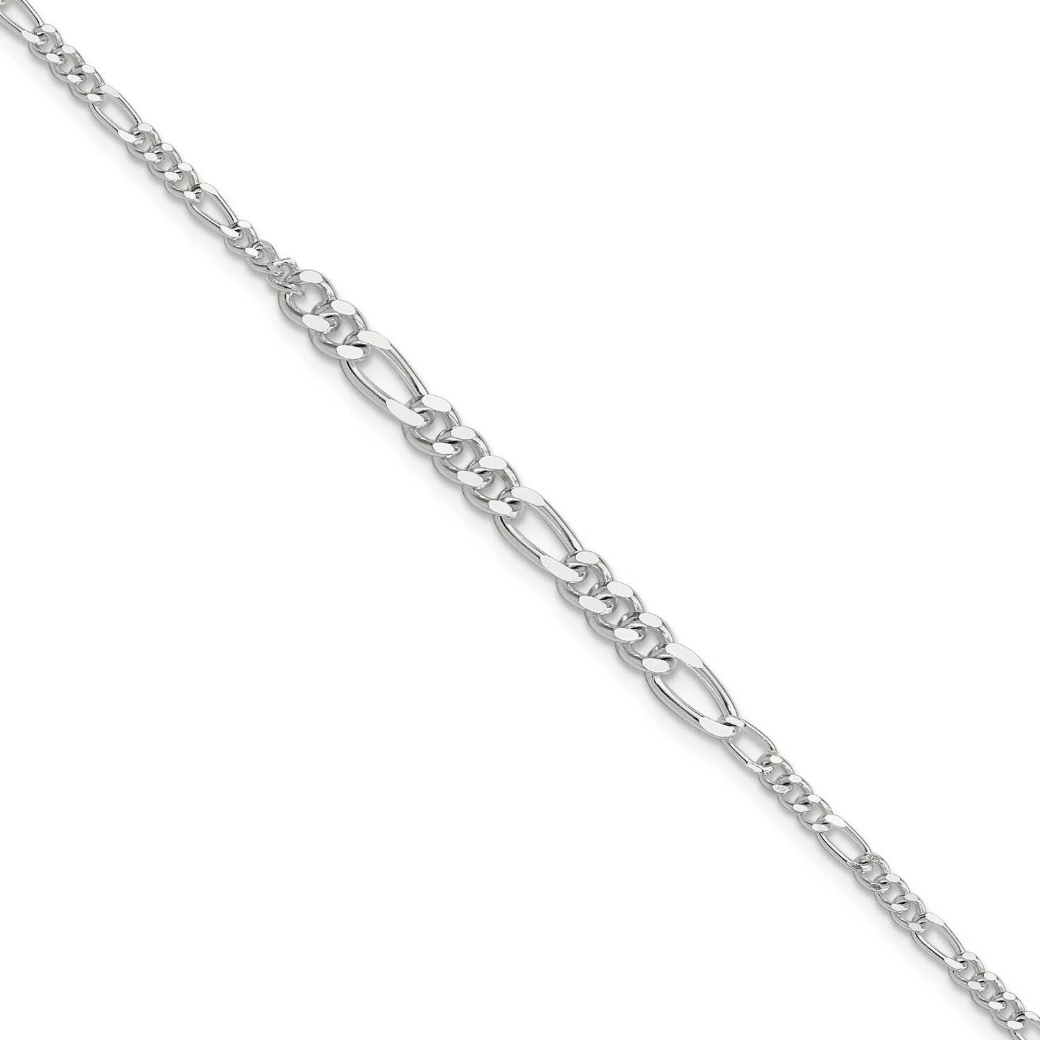 E-Coated Figaro Chain 7.5 Inch Bracelet Sterling Silver QG6513-7.5, MPN: QG6513-7.5,